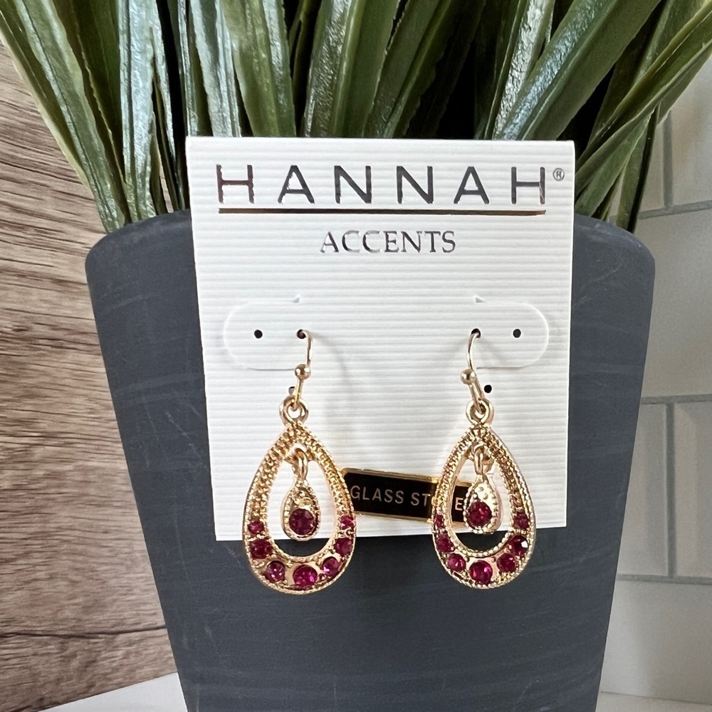 Mix & Match Hannah Accents Teardrop Glass Stone Gold Dangle Earrings